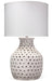 Jamie Young Company - Porous Table Lamp in White Matte Ceramic with Large Drum Shade in White Linen - 9POROTLWHITE - GreatFurnitureDeal