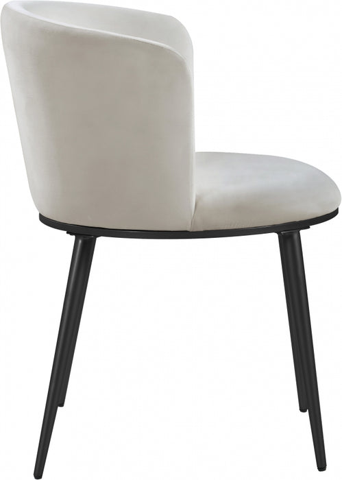 Meridian Furniture - Skylar Velvet Dining Chair Set of 2 in Cream - 966Cream-C - GreatFurnitureDeal