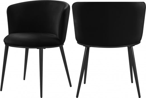Meridian Furniture - Skylar Velvet Dining Chair Set of 2 in Black - 966Black-C - GreatFurnitureDeal
