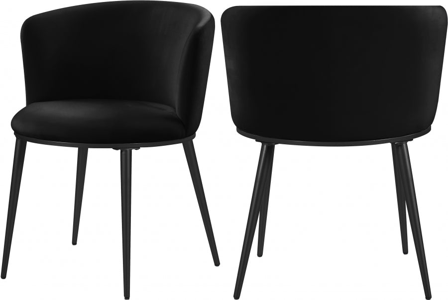 Meridian Furniture - Skylar Velvet Dining Chair Set of 2 in Black - 966Black-C - GreatFurnitureDeal