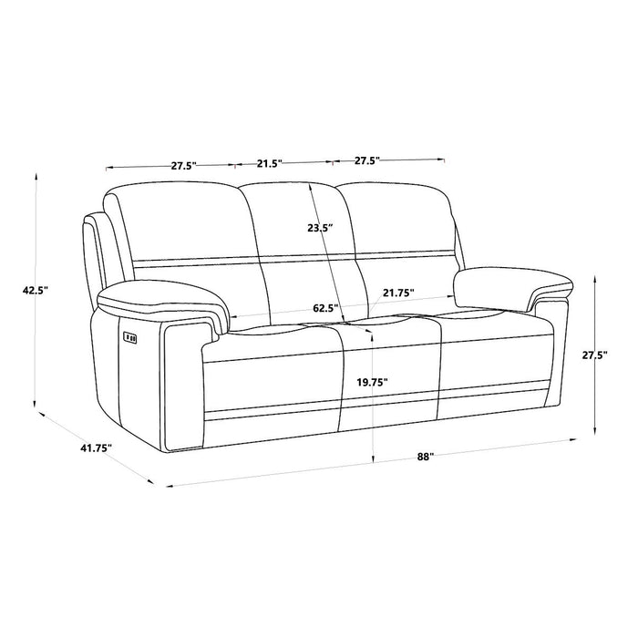 GFD Home - Timo Top Grain Leather Power Reclining Sofa | Adjustable Headrest | Cross Stitching | All Seat With Dual Power - GreatFurnitureDeal