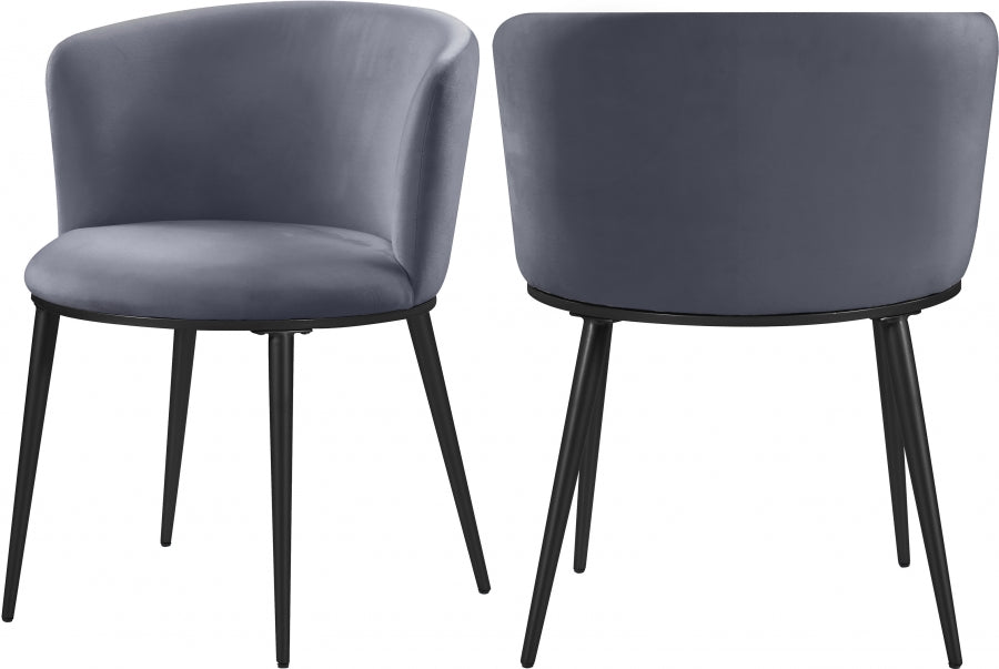 Meridian Furniture - Skylar Velvet Dining Chair Set of 2 in Grey - 966Grey-C