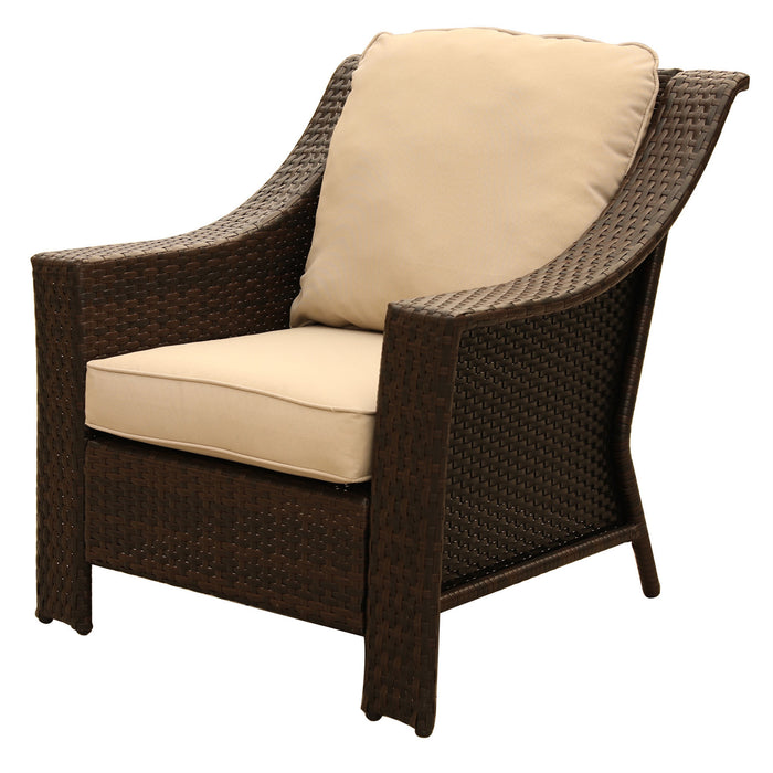 GFD Home - Outdoor Patio Garden Wicker Club Chair with Cushions, Set of 2, Beige - GreatFurnitureDeal