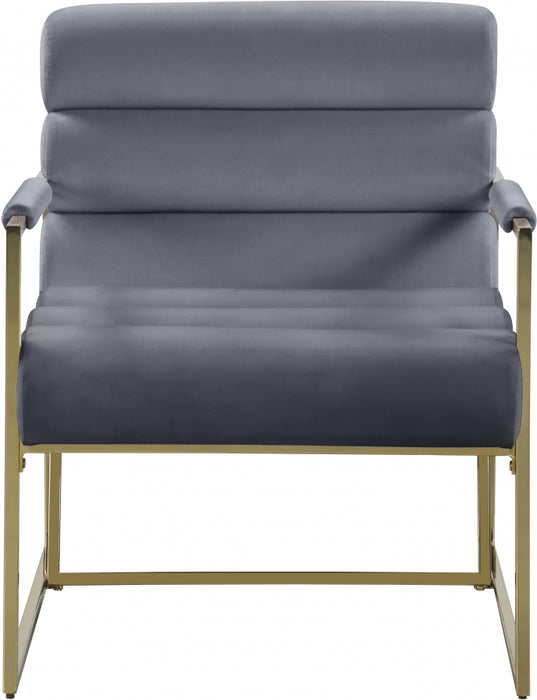 Meridian Furniture - Wayne Velvet Accent Chair in Grey - 526Grey - GreatFurnitureDeal