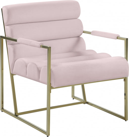 Meridian Furniture - Wayne Velvet Accent Chair in Pink - 526Pink - GreatFurnitureDeal