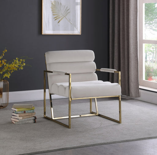 Meridian Furniture - Wayne Velvet Accent Chair in Cream - 526Cream - GreatFurnitureDeal
