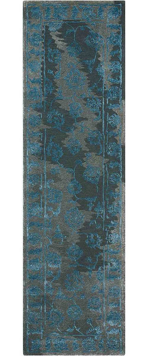Nourison Rugs - Opaline Charcoal-Blue Area Rug - 2'3" x 8' - GreatFurnitureDeal