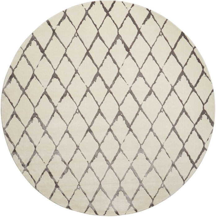 Nourison Rugs - Twilight Ivory-Grey Area Rug - 8' x ROUND - GreatFurnitureDeal