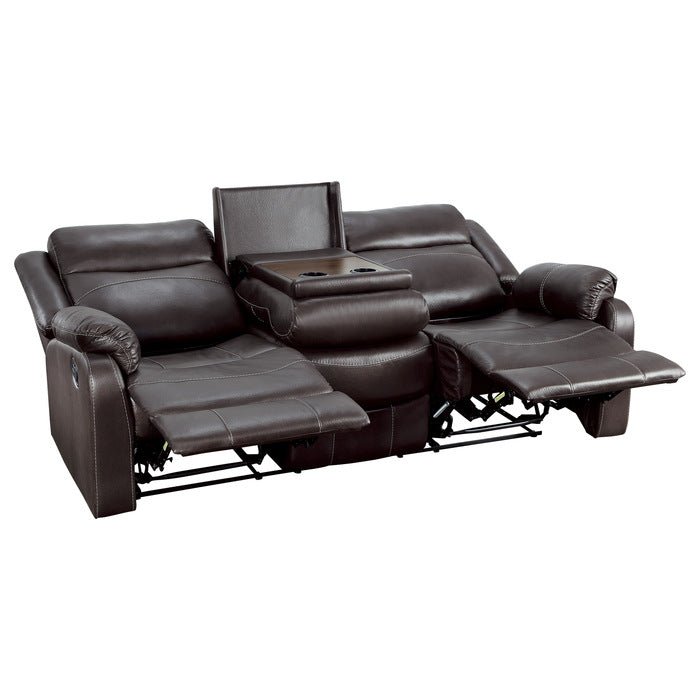 Homelegance - Yerba Double Lay Flat Reclining Sofa in Dark Brown - 9990DB-3