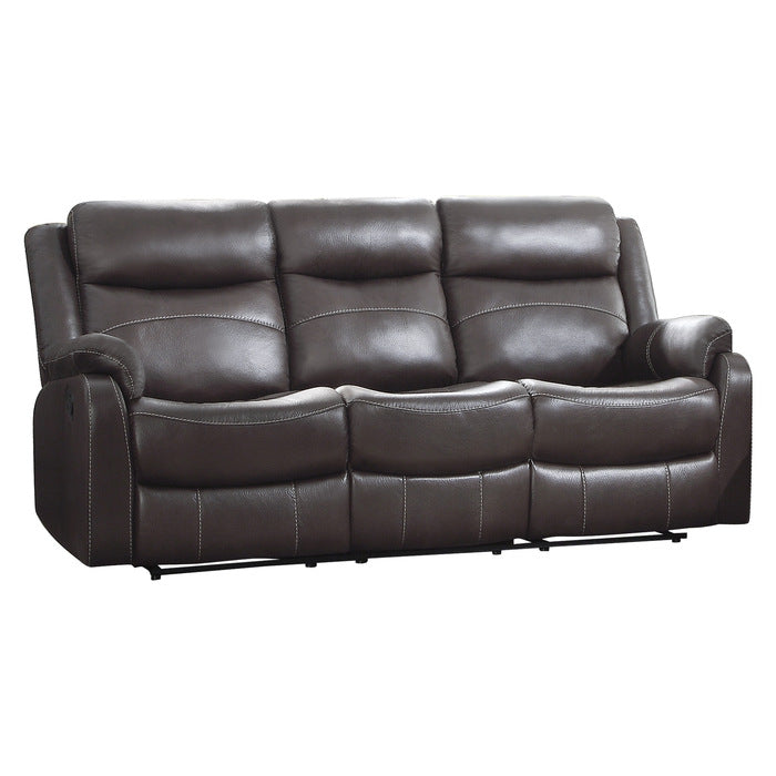 Homelegance - Yerba 2 Piece Double Lay Flat Reclining Sofa Set in Dark Brown - 9990DB-3-2 - GreatFurnitureDeal
