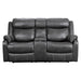 Homelegance - Yerba Double Lay Flat Reclining Love Seat With Center Console in Dark Grey - 9990GY-2 - GreatFurnitureDeal