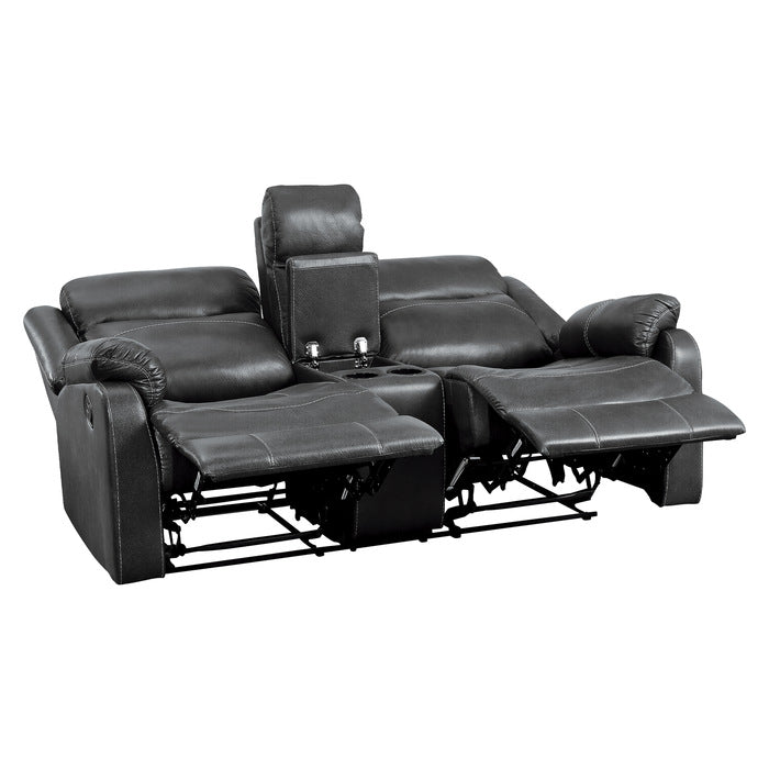 Homelegance - Yerba 2 Piece Double Lay Flat Reclining Sofa Set in Dark Grey - 9990GY-3-2