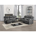 Homelegance - Yerba Double Lay Flat Reclining Love Seat With Center Console in Dark Grey - 9990GY-2 - GreatFurnitureDeal