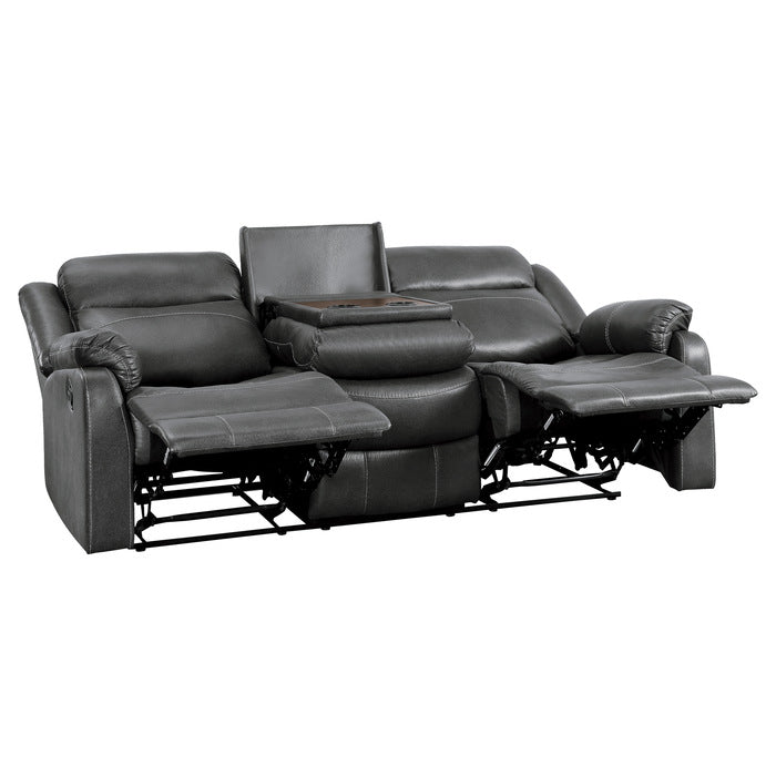 Homelegance - Yerba Double Lay Flat Reclining Sofa in Dark Grey - 9990GY-3