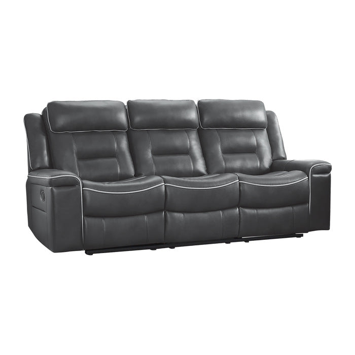 Homelegance - Darwan 3 Piece Double Lay Flat Reclining Living Room Set in Dark Grey - 9999DG-3-2-1