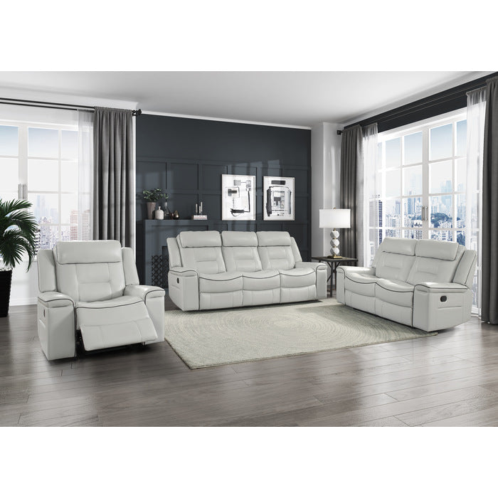 Homelegance - Darwan 3 Piece Double Lay Flat Reclining Living Room Set in Light Grey - 9999GY-3-2-1