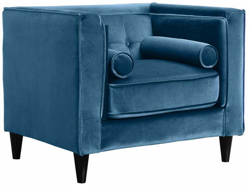 Meridian Furniture - Taylor Velvet Chair in Light Blue - 642LtBlu-C - GreatFurnitureDeal