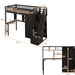 GFD Home - Twin size Loft Bed with Bookshelf,Drawers,Desk,and Wardrobe-Espresso - GreatFurnitureDeal