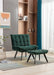 GFD Home - Modern Soft Velvet Fabric Material Large Width Accent Chair Leisure Chair Armchair TV Chair Bedroom Chair With Ottoman Black Legs For Indoor Home And Living Room,Dark Green - GreatFurnitureDeal