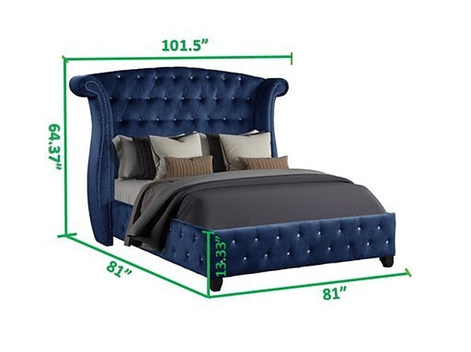 GFD Home - Sophia King bed Blue - GreatFurnitureDeal