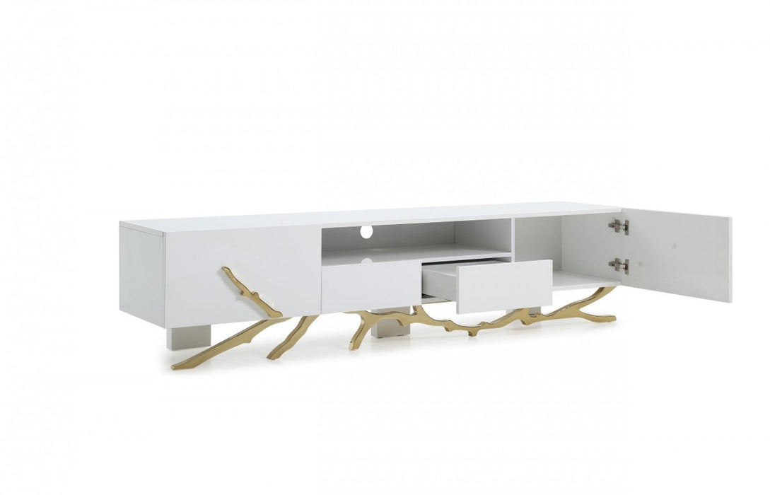 VIG Furniture - Modrest Legend Modern White & Gold TV Stand - VGVCTV8111-WHTGLD