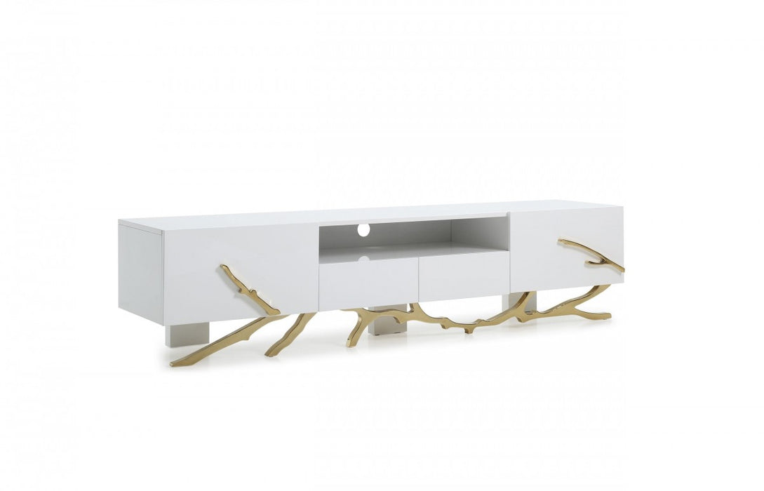 VIG Furniture - Modrest Legend Modern White & Gold TV Stand - VGVCTV8111-WHTGLD - GreatFurnitureDeal