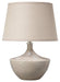 Jamie Young Company - Basketweave Table Lamp in Off White Ceramic with Medium Open Cone Shade in Natural Linen - 9BASKWHC255M