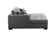 GFD Home - 111'' Tufted Fabric 3-Seat L-Shape Sectional Sofa Couch Set w/Chaise Lounge, Ottoman Coffee Table Bench, Dark Grey - GreatFurnitureDeal