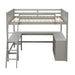 GFD Home - Full size Loft Bed with Shelves and Desk, Wooden Loft Bed with Desk - Gray - GreatFurnitureDeal