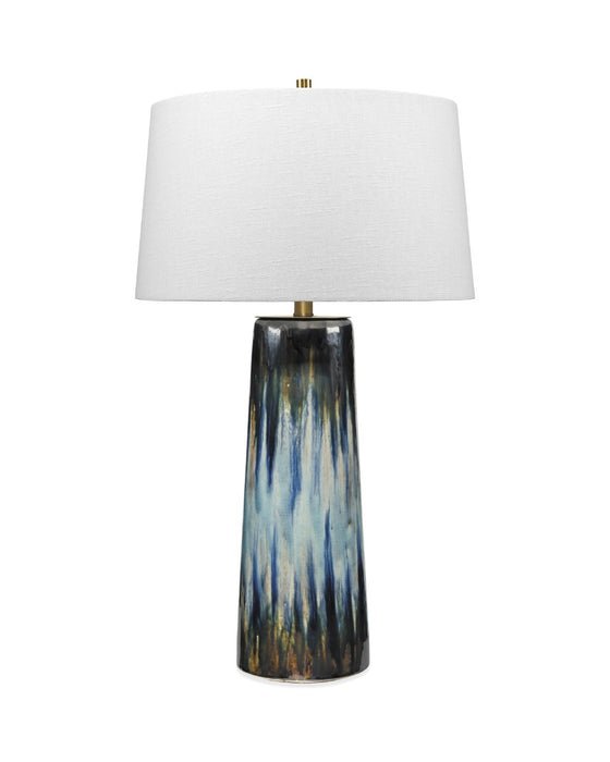 Jamie Young Company - Brushstroke Table Lamp in Aqua, Dark Blue & Metallic Ombre Reactive Glaze Ceramic - 9BRUSHAQBL - GreatFurnitureDeal