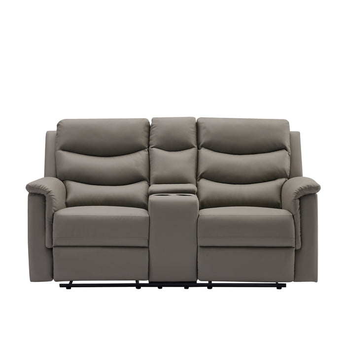 GFD Home - MOTION SOFA 3+2 GREY PU - GreatFurnitureDeal