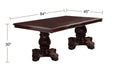 GFD Home - Formal Dining Room Table w Leaf 2x Arm Chairs And 6x Side Chairs Brown 9pc Set Dining Table Double Pedestal Base Royal Rectangle Table - GreatFurnitureDeal