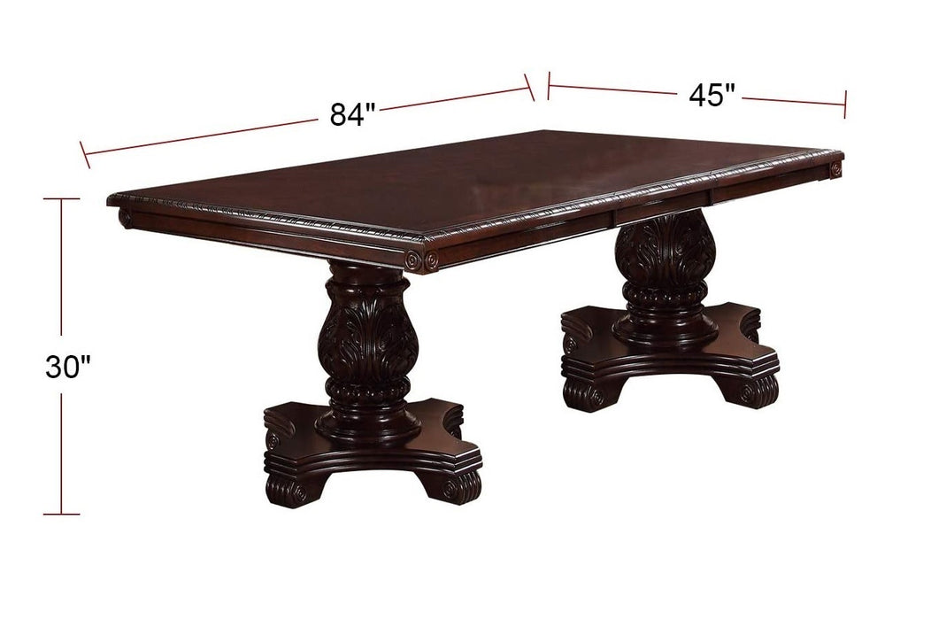 GFD Home - Majestic Royal Dining Room Table w Leaf 2x Arm Chairs And 6x Side Chairs Brown 9pc Set Rubberwood Dining Table Double Pedestal Base Rectangle Table - GreatFurnitureDeal