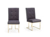 GFD Home - Modrest Legend Modern Grey Fabric & Gold Dining Chair (Set of 2) - GreatFurnitureDeal