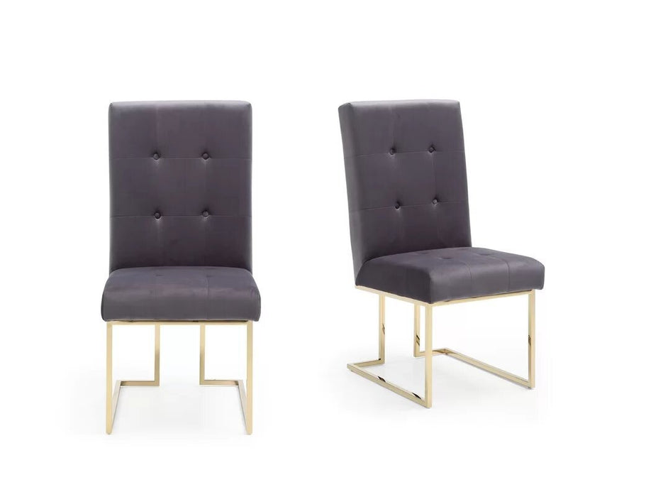 GFD Home - Modrest Legend Modern Grey Fabric & Gold Dining Chair (Set of 2) - GreatFurnitureDeal