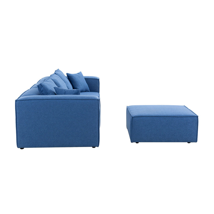 GFD Home - 4-Piece Upholstered Sectional Sofa in Blue