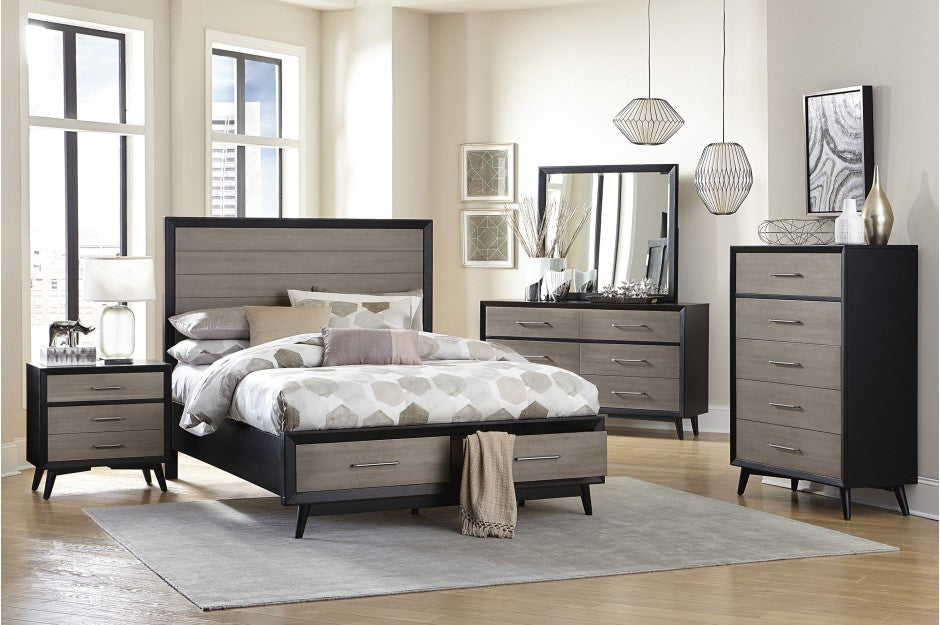 Homelegance - Raku 6 Piece California King Platform Bedroom Set in Gray and Black - 1711K-1CK-6SET - GreatFurnitureDeal