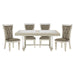 GFD Home - Glamorous Style Dining 5pc Set Champagne Finish Table w Leaf Glass Insert Top Upholstered Tufted 4x Side Chairs Traditional Dining Room Furniture - GreatFurnitureDeal