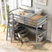 GFD Home - Twin Size Loft Bed with Desk and Shelves, Two Built-in Drawers, Gray(old SKU: GX000803AAE-1） - GreatFurnitureDeal