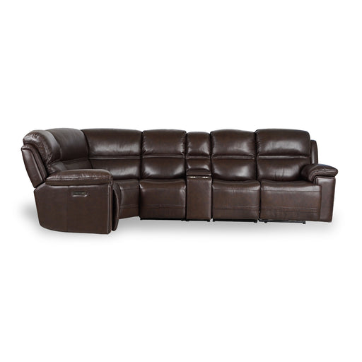 Timo Top Grain Leather Modular Power Sectional Sofa | Adjustable Headrest | Cross Stitching - GreatFurnitureDeal