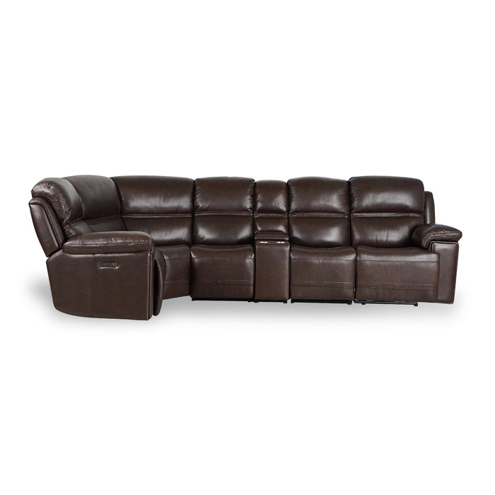 Timo Top Grain Leather Modular Power Sectional Sofa | Adjustable Headrest | Cross Stitching - GreatFurnitureDeal