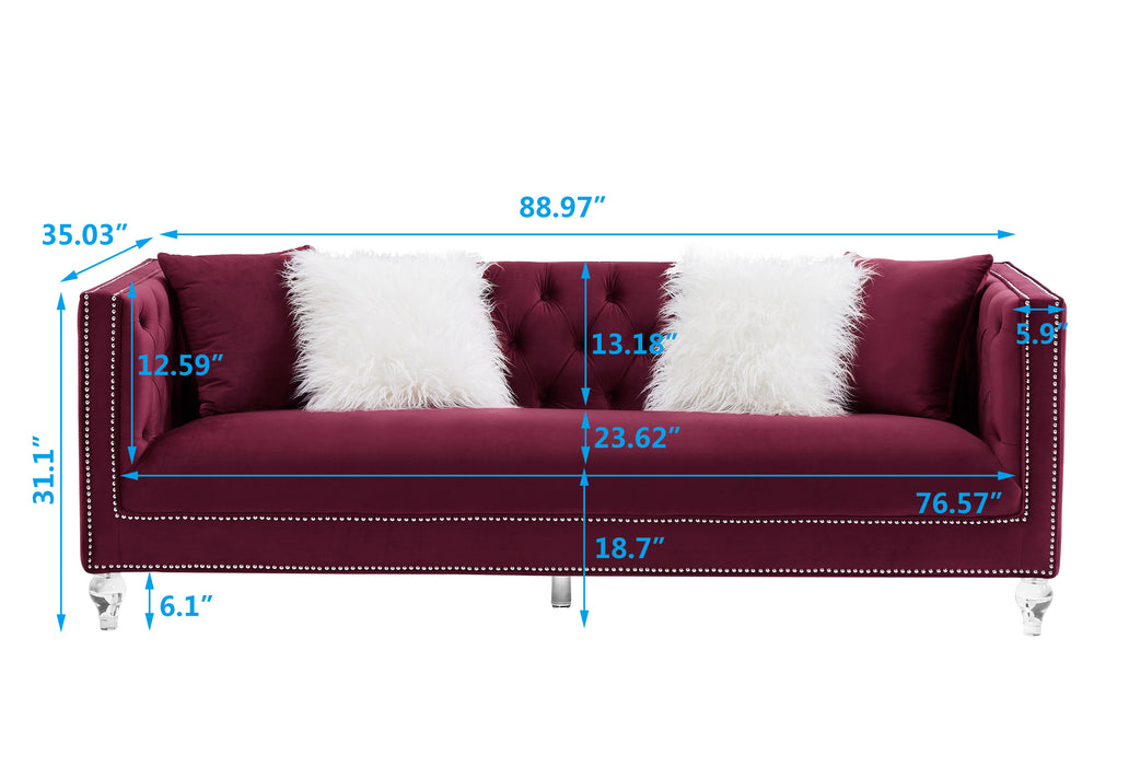 GFD Home - red dutch velvet\n1+2+3 Combination Sofa - GreatFurnitureDeal