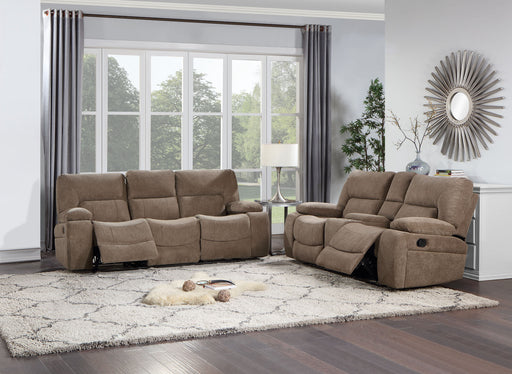 GFD Home - Ohio Manual Recliner 2 Pc Living Room Set Made With Chenille Upholstery in Brown - GreatFurnitureDeal