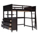 GFD Home - Full size Loft Bed with Drawers and Desk, Wooden Loft Bed with Shelves - Espresso(OLD SKU:LT000529AAP) - GreatFurnitureDeal