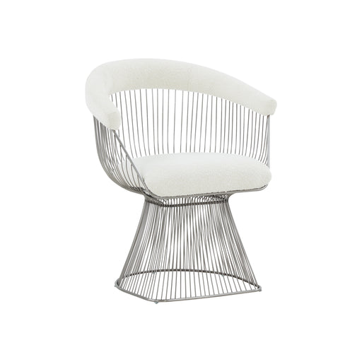 GFD Home - Modrest Chandler Modern White Shepra and Matte Silver Dining Chair - GreatFurnitureDeal