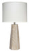 Jamie Young Company - High Rise Table Lamp in Cream Ceramic with Drum Shade in Off White Linen - 9HIGHRISTLCR
