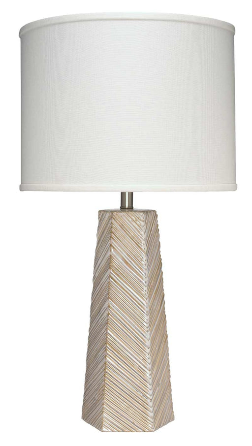Jamie Young Company - High Rise Table Lamp in Cream Ceramic with Drum Shade in Off White Linen - 9HIGHRISTLCR - GreatFurnitureDeal