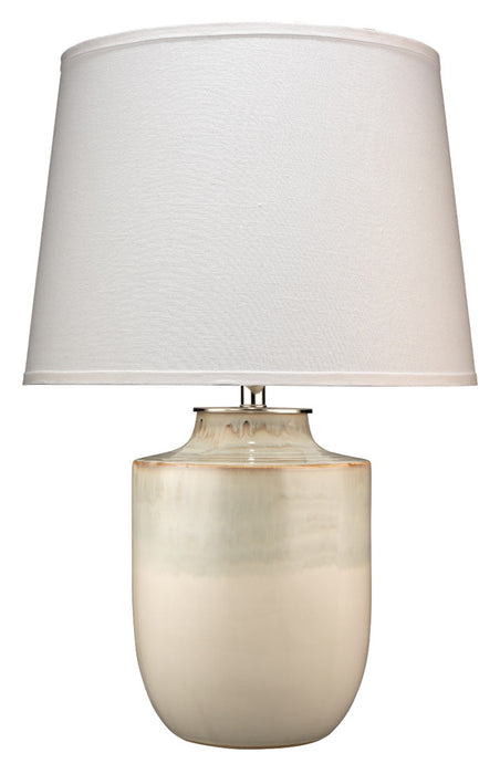 Jamie Young Company - Lagoon Table Lamp in Cream Ceramic with Large Cone Shade in White Linen - 9LAGOCRC131L - GreatFurnitureDeal