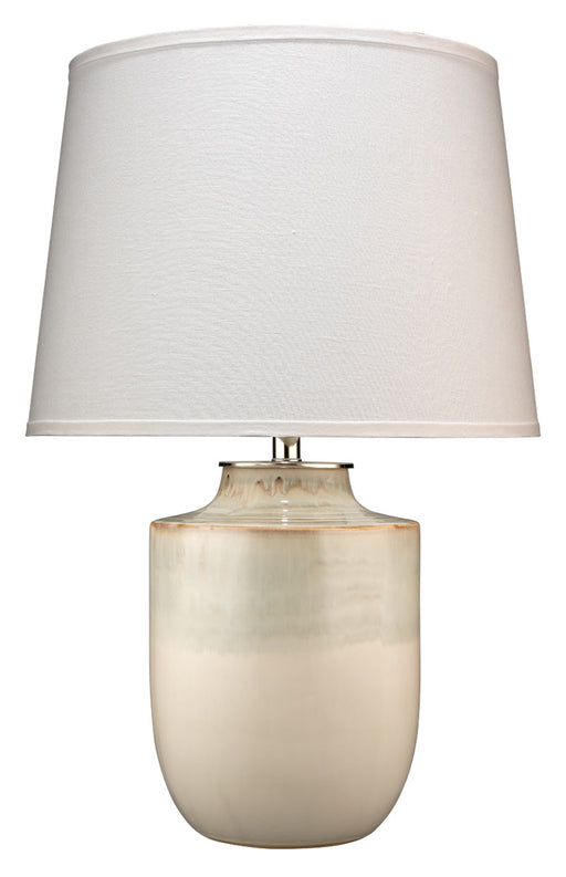 Jamie Young Company - Lagoon Table Lamp in Cream Ceramic with Large Cone Shade in White Linen - 9LAGOCRC131L - GreatFurnitureDeal
