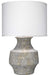 Jamie Young Company - Masonry Table Lamp in Grey Ceramic with Classic Drum Shade in White Linen - 9MASOGRD131C